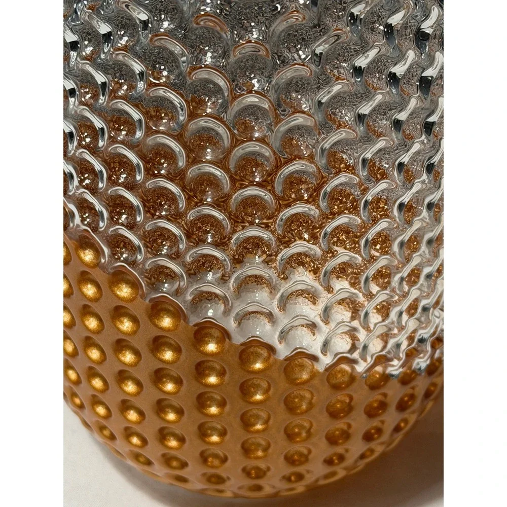 Textured Hobnail Glass Vase Metallic Copper Clear Ombre Decorative Vessel